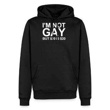 Je ne suis pas gay mais 20 Dollar c'est 20 Dollar - Molleton à capuche Premium pour homme - noir - Devant - Nico (187cm) & Julia (174cm)