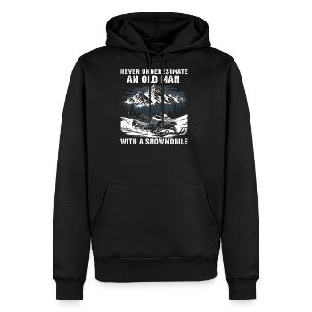 Old Man Snowmobile Adventure - Men's Premium Hoodie - black - Front - Nico (187cm) & Julia (174cm)