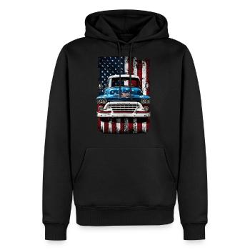 Old red white and blue patriotic pickup truck - Men's Premium Hoodie - black - Front - Nico (187cm) & Julia (174cm)