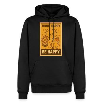 Think happy Be happy - Men's Premium Hoodie - black - Front - Nico (187cm) & Julia (174cm)