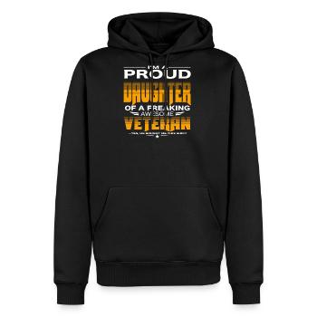Daughter of a freaking awesome veteran - Men's Premium Hoodie - black - Front - Nico (187cm) & Julia (174cm)