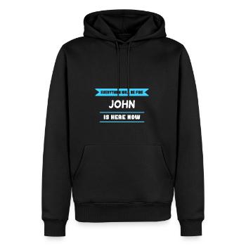 John Name Saying for proud Johns - Men's Premium Hoodie - black - Front - Nico (187cm) & Julia (174cm)