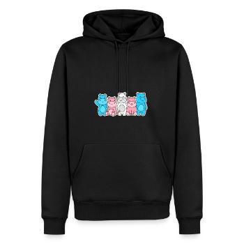 Trans Flag Hippo Design for proud Trans People - Men's Premium Hoodie - black - Front - Nico (187cm) & Julia (174cm)