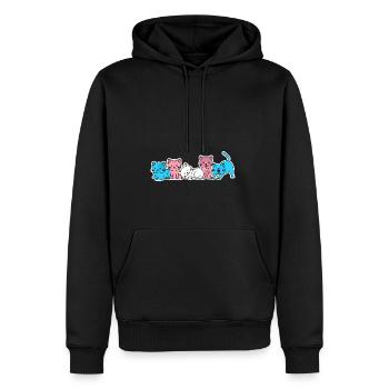 Trans Flag Cat Design for proud Trans People - Men's Premium Hoodie - black - Front - Nico (187cm) & Julia (174cm)