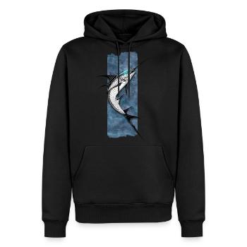 Azure Marlin: Majesty of the Depths - Men's Premium Hoodie - black - Front - Nico (187cm) & Julia (174cm)