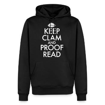 Keep Clam and Proof Read funny - Men's Premium Hoodie - black - Front - Nico (187cm) & Julia (174cm)