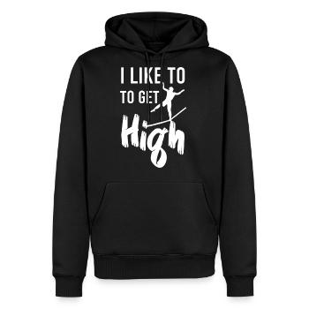 Slackliners Like to Get High - Men's Premium Hoodie - black - Front - Nico (187cm) & Julia (174cm)