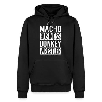 News radio – Macho business donkey wrestler - Men's Premium Hoodie - black - Front - Nico (187cm) & Julia (174cm)