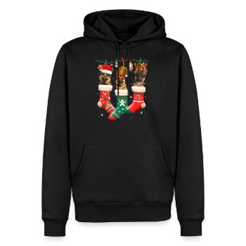 Christmas German Shepherd Sock - Men's Premium Hoodie - black - Front - Nico (187cm) & Julia (174cm)