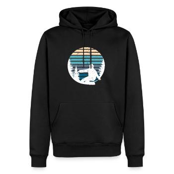 Pine Tree & Snowboard Art - Men's Premium Hoodie - black - Front - Nico (187cm) & Julia (174cm)