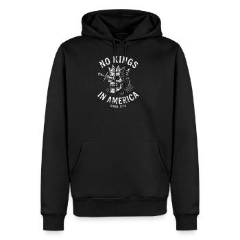 No_Kings_In_America_-_Skull - Men's Premium Hoodie - black - Front - Nico (187cm) & Julia (174cm)