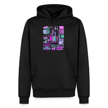 80's tech - Men's Premium Hoodie - black - Front - Nico (187cm) & Julia (174cm)