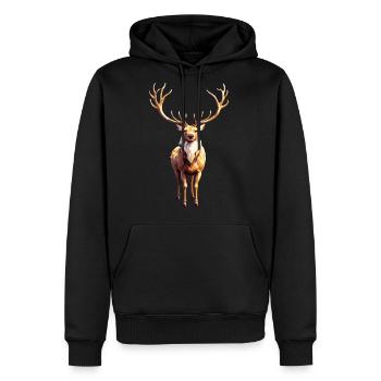 A pixel art of a Stag - Men's Premium Hoodie - black - Front - Nico (187cm) & Julia (174cm)
