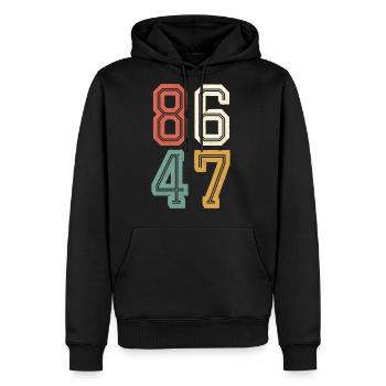Vintage Classic 86 47 Anti Trump 2024 Impeach - Men's Premium Hoodie - black - Front - Nico (187cm) & Julia (174cm)