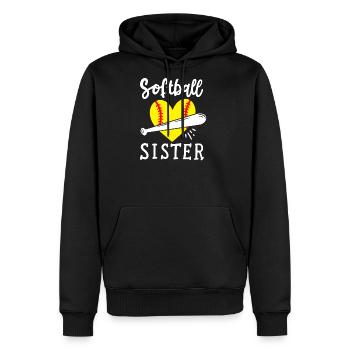 Softball Softball Sister - Men's Premium Hoodie - black - Front - Nico (187cm) & Julia (174cm)