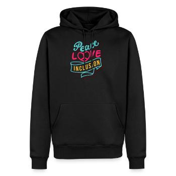 Peace Love Inclusion - Men's Premium Hoodie - black - Front - Nico (187cm) & Julia (174cm)