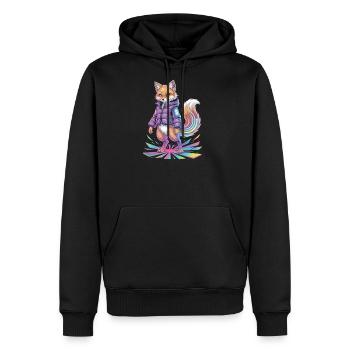 Futuristic Fox Cyber Streetwear Futuristic - Men's Premium Hoodie - black - Front - Nico (187cm) & Julia (174cm)