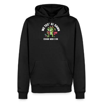 We Test At Dawn Frog Exam Mode On Funny Student  - Men's Premium Hoodie - black - Front - Nico (187cm) & Julia (174cm)