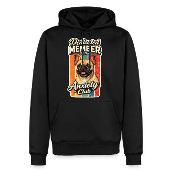 Dedicated Member Anxiety Club French Bulldog  - Men's Premium Hoodie - black - Front - Nico (187cm) & Julia (174cm)