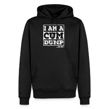 I am a cum dump and I love it - Men's Premium Hoodie - black - Front - Nico (187cm) & Julia (174cm)