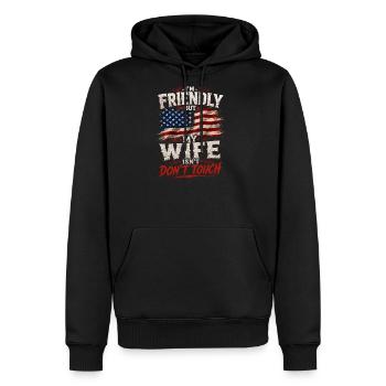I'm Friendly But My Wife Isn't Don't Touch Humor - Men's Premium Hoodie - black - Front - Nico (187cm) & Julia (174cm)