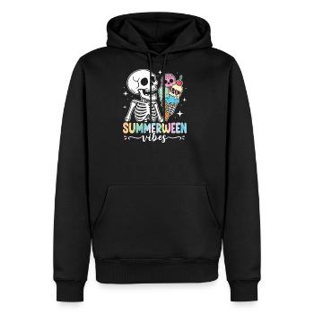 Summer wee Vibes Skeleton Ice Cream Halloween  - Men's Premium Hoodie - black - Front - Nico (187cm) & Julia (174cm)