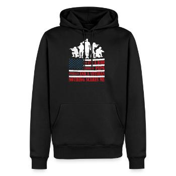 Proud Veteran Dad Graphic - Men's Premium Hoodie - black - Front - Nico (187cm) & Julia (174cm)