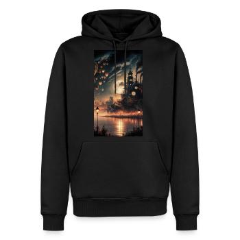 Steamship Metropolis - Men's Premium Hoodie - black - Front - Nico (187cm) & Julia (174cm)