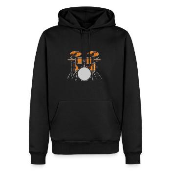 Drum Kit Graphic - Men's Premium Hoodie - black - Front - Nico (187cm) & Julia (174cm)