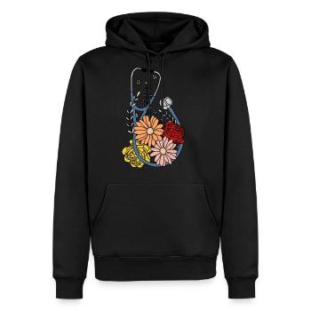 Flower Stethoscope - Men's Premium Hoodie - black - Front - Nico (187cm) & Julia (174cm)
