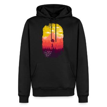 Nature Vintage Minimalist Pine Trees - Men's Premium Hoodie - black - Front - Nico (187cm) & Julia (174cm)