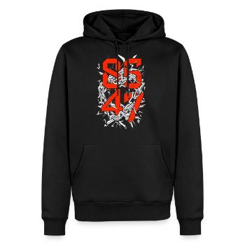Bold "8647" Chains & Numbers Graphic Art - Men's Premium Hoodie - black - Front - Nico (187cm) & Julia (174cm)