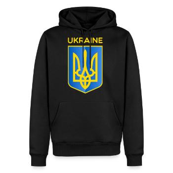 Ukraine Coat of Arms - Men's Premium Hoodie - black - Front - Nico (187cm) & Julia (174cm)