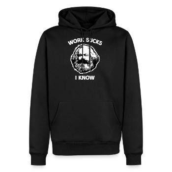 Karl Marx - Work Sucks I Know - Men's Premium Hoodie - black - Front - Nico (187cm) & Julia (174cm)