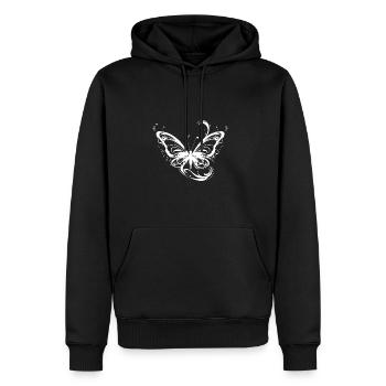 Pretty Tattoo Lines Style Butterfly - Molleton à capuche Premium pour homme - noir - Devant - Nico (187cm) & Julia (174cm)