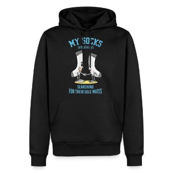 Funny Lost Socks Laundry Pun - Men's Premium Hoodie - black - Front - Nico (187cm) & Julia (174cm)