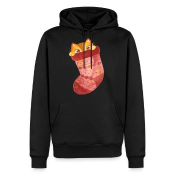Cute Cat Socks - Men's Premium Hoodie - black - Front - Nico (187cm) & Julia (174cm)