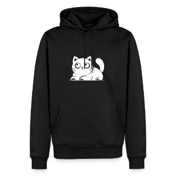 Cozy Cat Tomcat Face - Men's Premium Hoodie - black - Front - Nico (187cm) & Julia (174cm)
