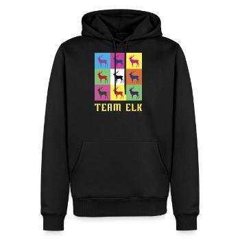 Team Elk - Men's Premium Hoodie - black - Front - Nico (187cm) & Julia (174cm)