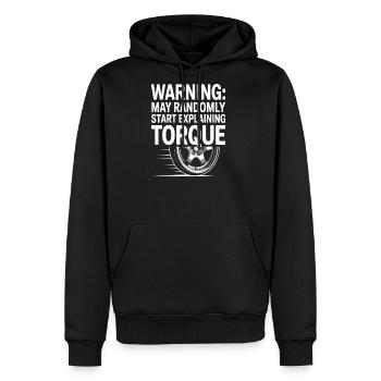 Warning May Randomly Start Explaining Torque | Tee - Men's Premium Hoodie - black - Front - Nico (187cm) & Julia (174cm)
