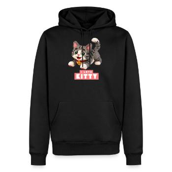 I love Kitty Artwork  - Men's Premium Hoodie - black - Front - Nico (187cm) & Julia (174cm)