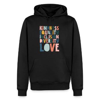 Kindness Equality Inclusion - Men's Premium Hoodie - black - Front - Nico (187cm) & Julia (174cm)