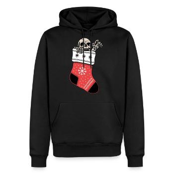 Skeleton In Christmas Sock Decorations Funny Skull - Men's Premium Hoodie - black - Front - Nico (187cm) & Julia (174cm)