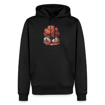Autumn Watercolor Maple Tree - Men's Premium Hoodie - black - Front - Nico (187cm) & Julia (174cm)