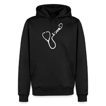 Stethoscope Heart Love - Men's Premium Hoodie - black - Front - Nico (187cm) & Julia (174cm)
