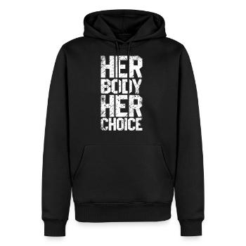 Her body her choice - Men's Premium Hoodie - black - Front - Nico (187cm) & Julia (174cm)