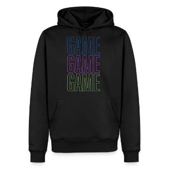 Game Game Game - Men's Premium Hoodie - black - Front - Nico (187cm) & Julia (174cm)