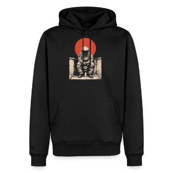 Astronaut on Balcony Toilet - Men's Premium Hoodie - black - Front - Nico (187cm) & Julia (174cm)