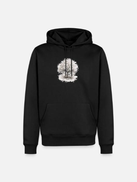Cherry Blossom Tree – Monochrome Botanical - Men's Premium Hoodie - black