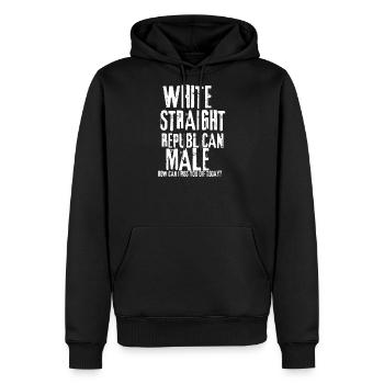 WHITE STRAIGHT REPUBLICAN MALE BOLD METAL STYLE - Men's Premium Hoodie - black - Front - Nico (187cm) & Julia (174cm)